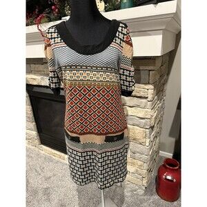 Young Threads Patchwork Print Puff Sleeve Dress Boho Women's Large